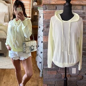 Michael Stars Jo Beachy Mesh Hoodie Lime Yellow